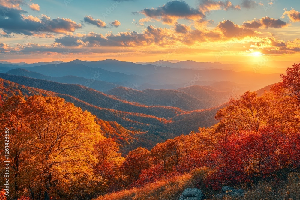 Fototapeta premium Autumn Sunset Over Appalachian Mountains