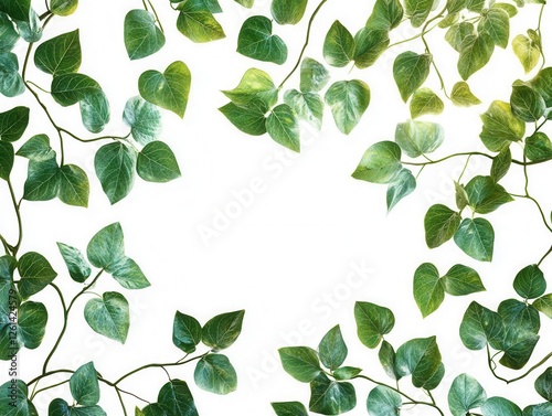 Set of Green Leaves from Javanese Treebine or Grape Ivy, Isolated on White Background