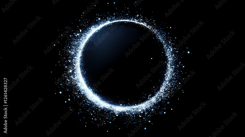 Midnight blue circle of shiny glowing dust spots, clear magic effect with digital, futuristic, technology concept. Eclipse-Fueled Magic. Illustration Midnight blue circle of shiny glowing dust spots, clear magic effect with digital, futuristic, technology concept. Eclipse-Fueled Magic. Illustration