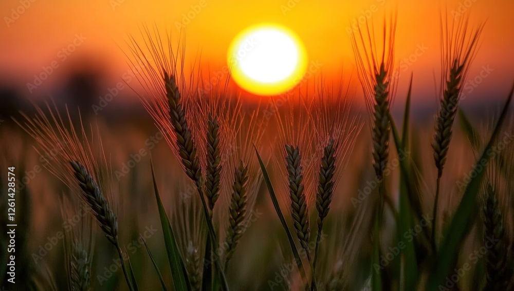 Golden Sunset Over Wheat Field Golden Sunset Over Wheat Field