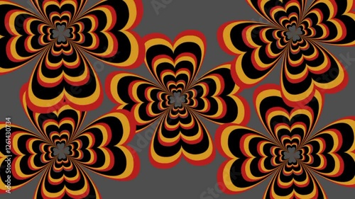 seamles pattern with flowers, Abstract Clover Pattern with Vibrant Colors, Optical Illusion of Interlocking Hearts in a Clover Shape
