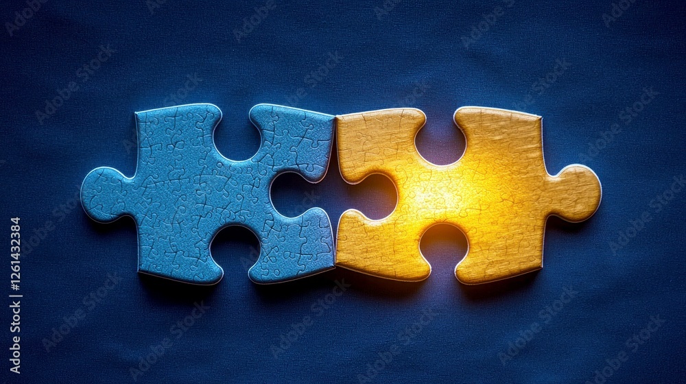 Obraz premium Illuminated Puzzle Pieces: Teamwork, Connection, and Problem Solving