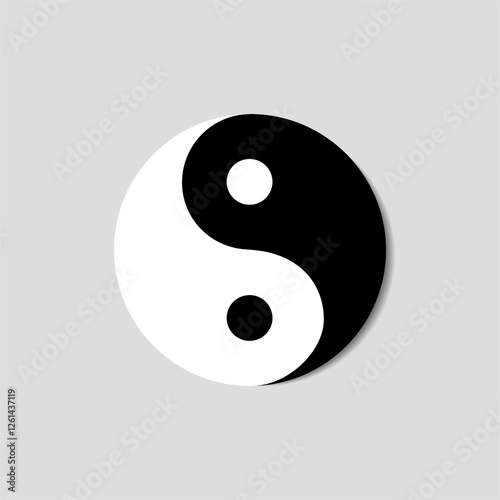 Yin Yang Symbol on Grey Background