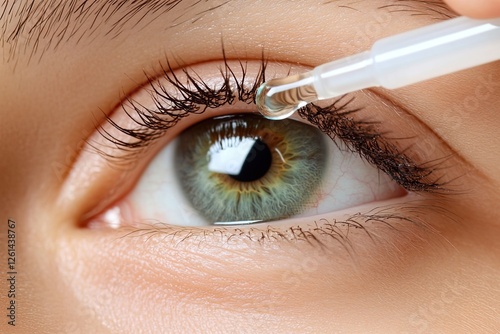 A person using eye drops.