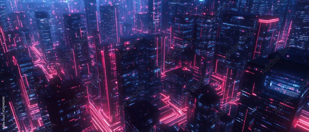 Fototapeta premium Neon Metropolis: A Futuristic Cityscape