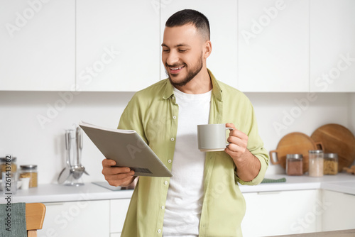 Young man with ceramic cup ...