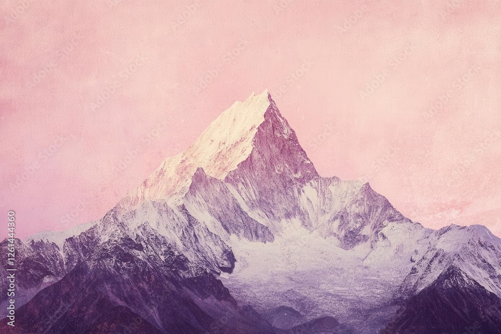 Fototapeta premium Minimalist Mountain Silhouette Against Gradient Sky with Subtle Texture for Visual Depth