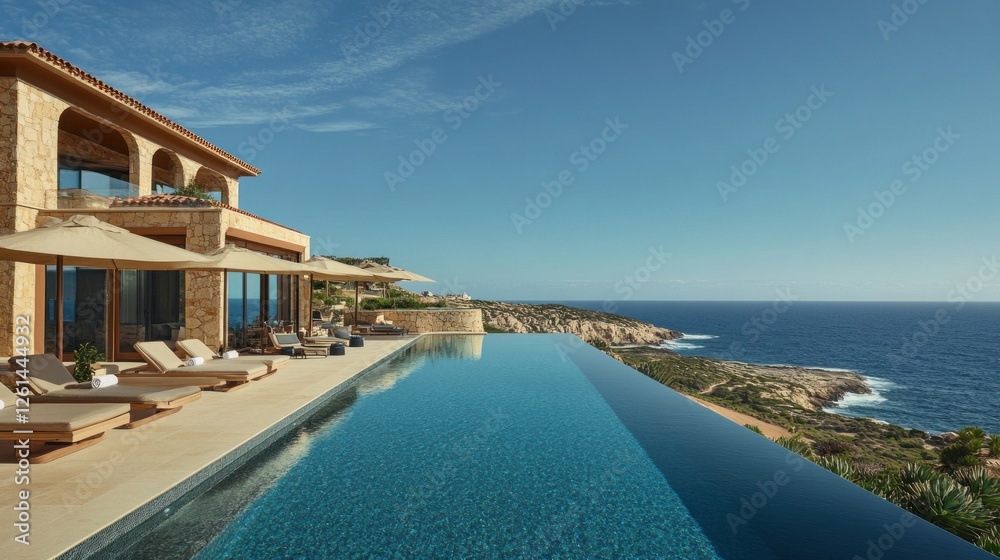 Luxury villa with infinity pool overlooking the vast expanse of the ocean Luxury villa with infinity pool overlooking the vast expanse of the ocean