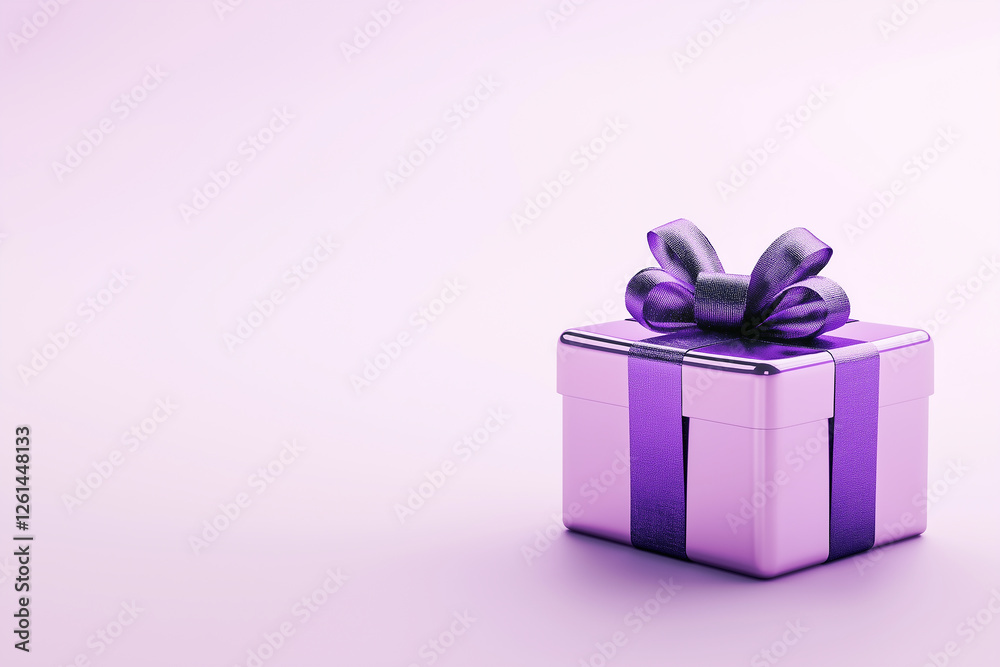 Obraz premium Gift present box with purple ribbon and bow for a special elegant celebration surprise decor