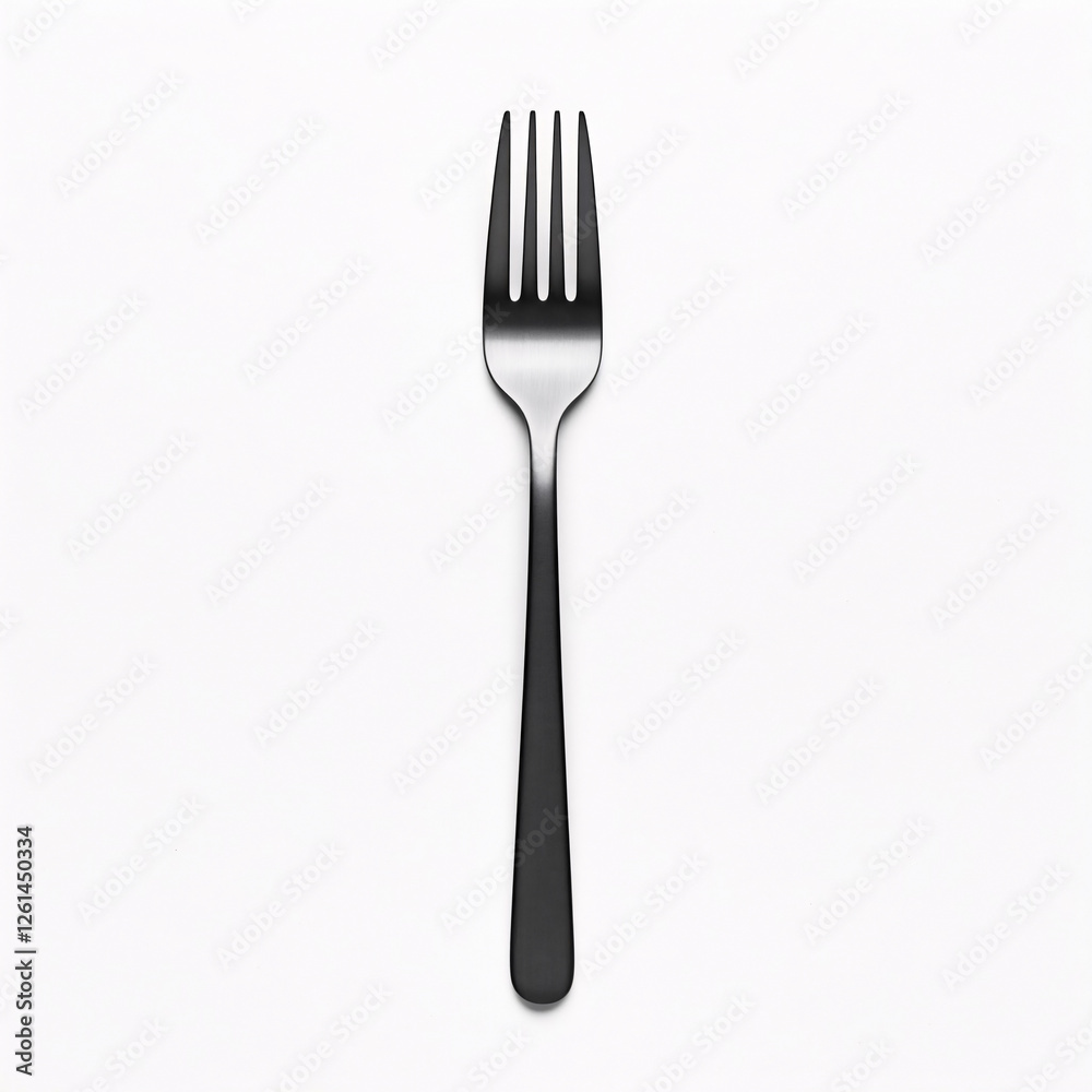Fork isolated on a white background. 3d render illustration crome front view Fork isolated on a white background. 3d render illustration crome front view