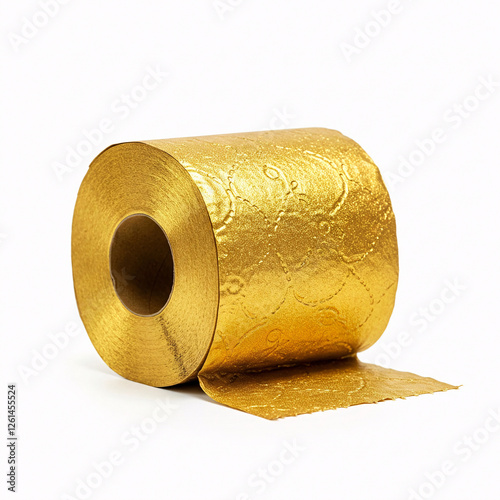 roll of golden toilet paper isolated on white background. 3d illustration
