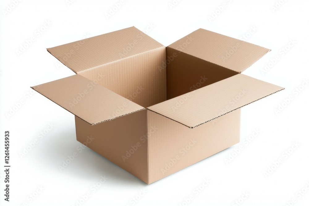Cardboard box is empty and sits on a white background Cardboard box is empty and sits on a white background