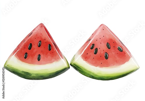 Decorative Watermelon Triangles,  Kitchen Decor,  Isolated on White photo