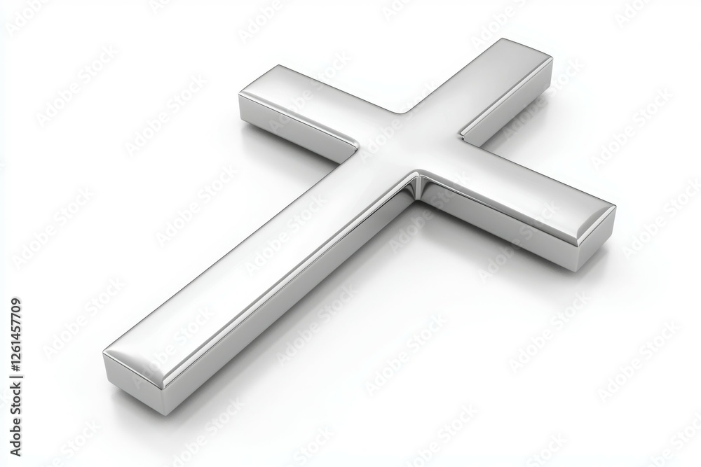 Fototapeta premium Silver cross is shown on a white background