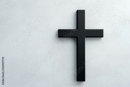 Black cross is on a white wall