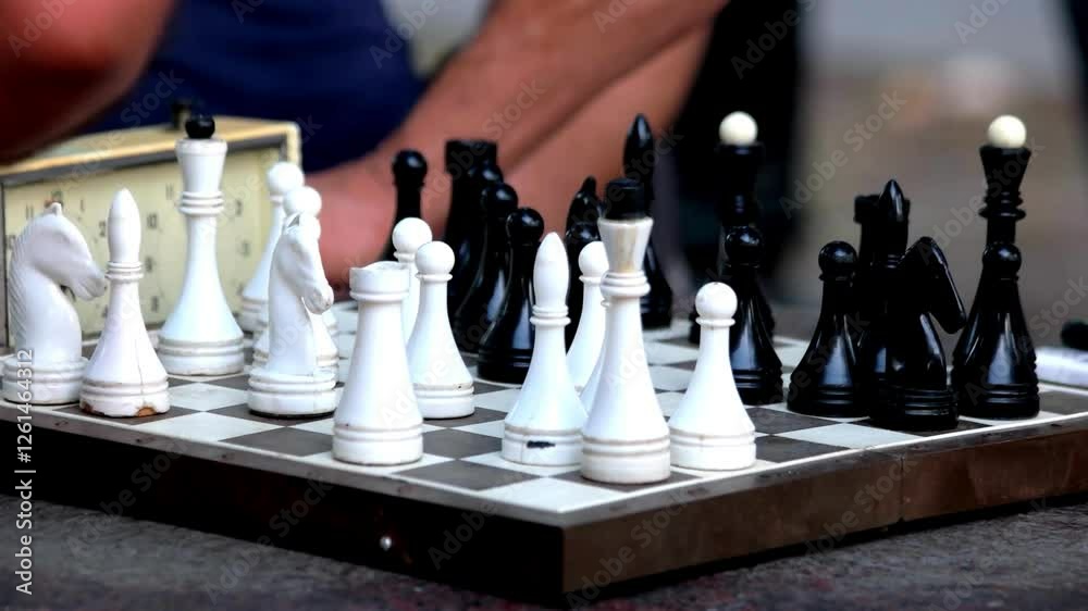 having fun playing chess board games moving chess piece and checkmate competition concept Successful