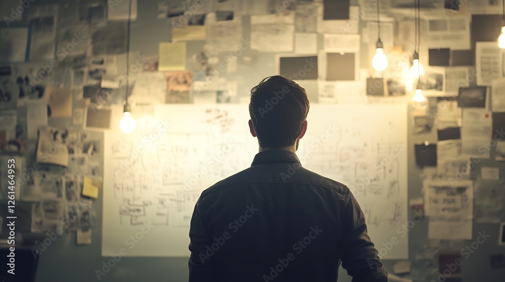Entrepreneur brainstorming a team in a meeting room whiteboard covered with ideas and strategies natural lighting creative atmosphere Entrepreneur brainstorming a team in a meeting room whiteboard covered with ideas and strategies natural lighting creative atmosphere