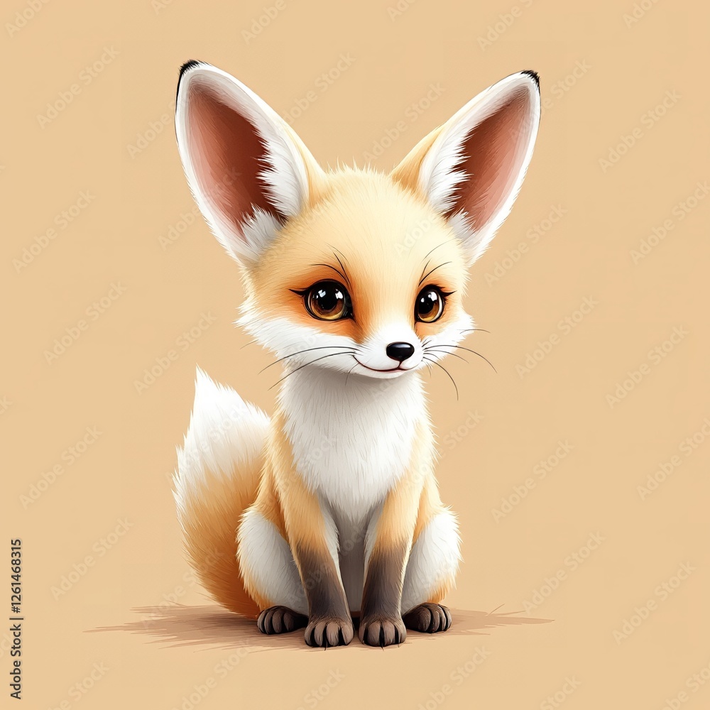 Naklejka premium Cute White Fox with Brown Background in Detail