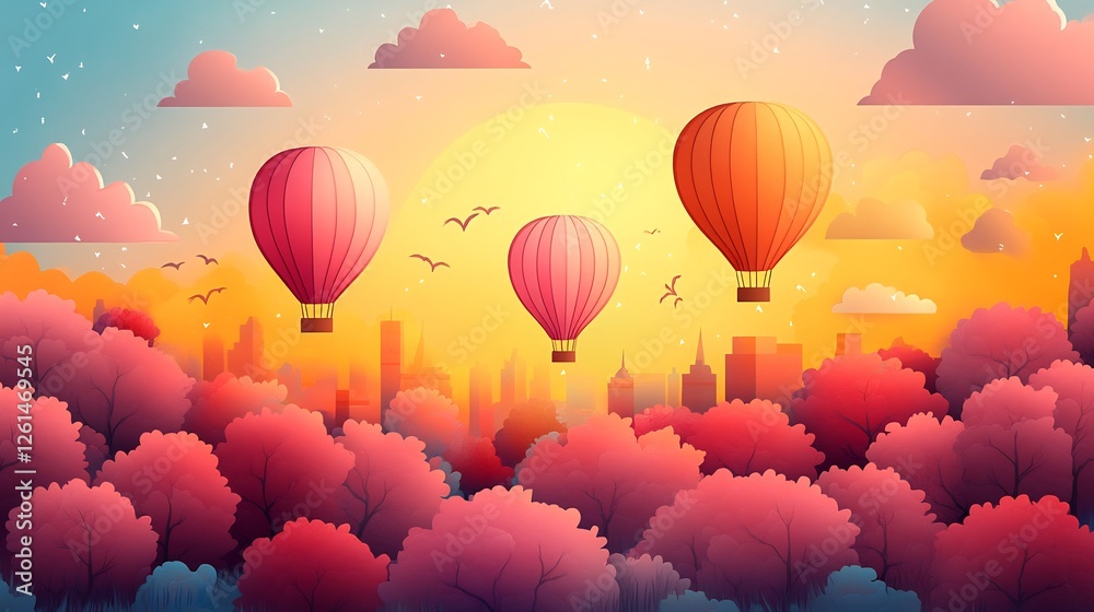 Obraz premium Charming vector illustration of a hot air balloon festival perfect for event promotions