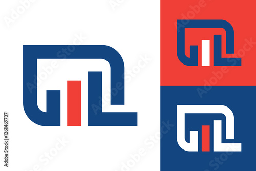 The image shows a flat logo design of an initial letter Q in blue and orange color with a graph bar on it