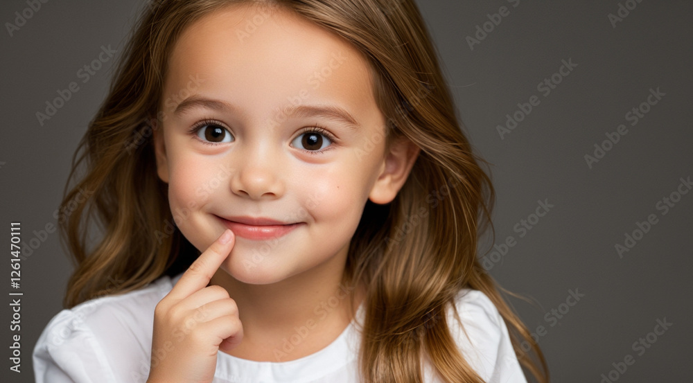 A young girl with wide-open eyes, attentively listening to someone A young girl with wide-open eyes, attentively listening to someone