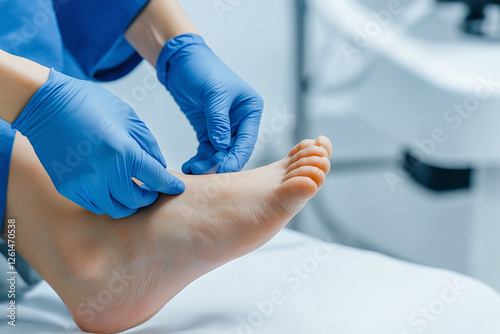 Wallpaper Mural Doctor performing foot treatment applying bandage on patient's ankle in medical clinic Torontodigital.ca