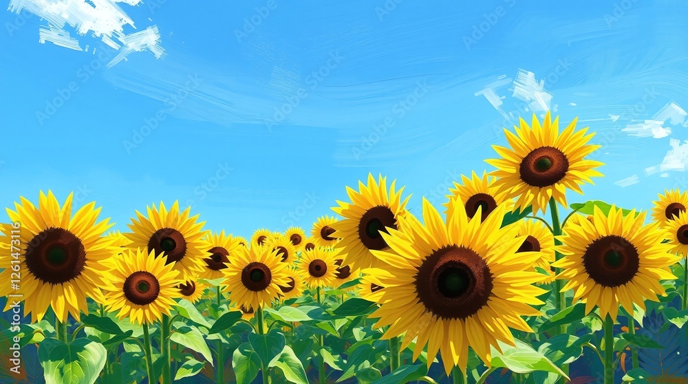 sunflower field with blue sky sunflower field with blue sky