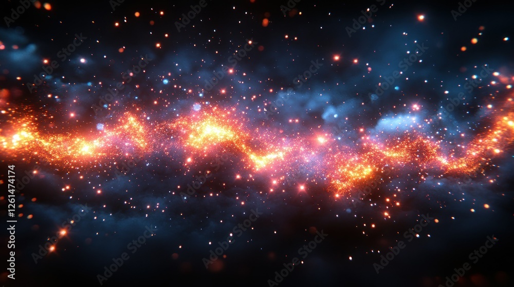 Fototapeta premium Cosmic Stellar Stream with Bright Sparks and Ethereal Blue Clouds