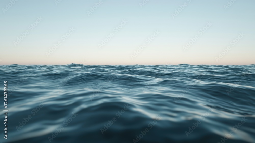 Fototapeta premium Tranquil Ocean Waves Under Clear Sky at Dusk Horizon Line
