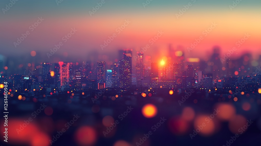 Blurry cityscape at sunset with bokeh effect. Blurry cityscape at sunset with bokeh effect.