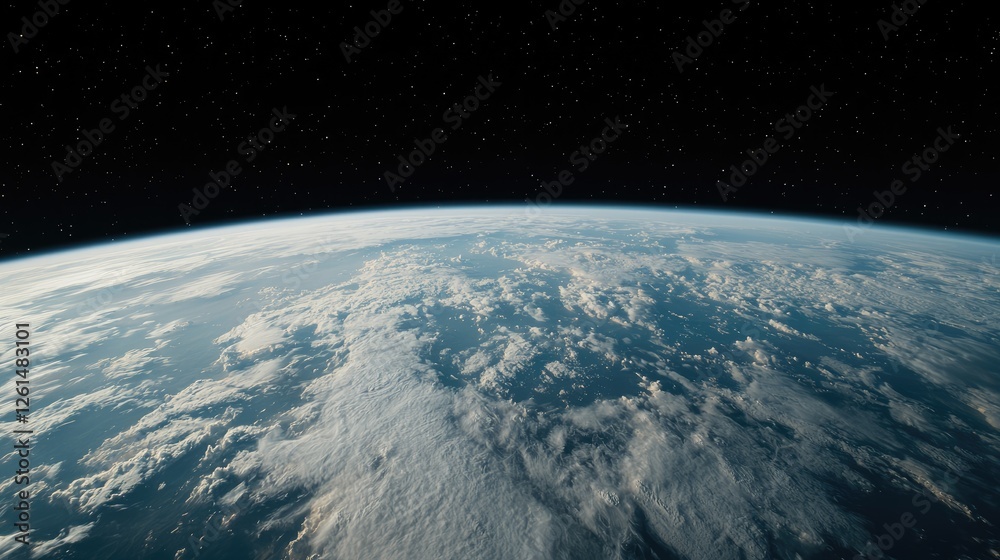 Fototapeta premium Earth from space, sunrise, clouds, atmosphere, planet view, for travel brochures