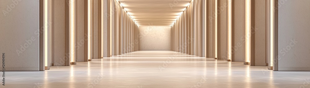 Fototapeta premium Modern Minimalist Hallway Interior with Warm LED Lighting