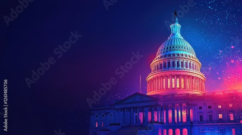 Wallpaper Mural Nighttime Capitol Building Illuminated with Colorful Lights Torontodigital.ca