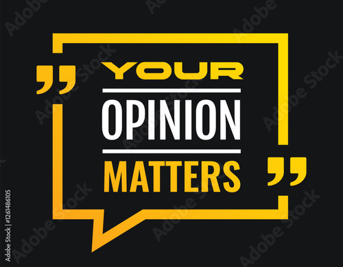 Your opinion matters. Promotional poster to get feedback from users and customers. Marketing banner for email newsletter. Client comment. Cartoon flat vector illustration