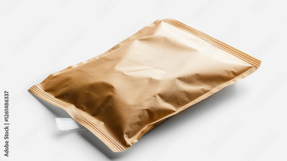 Instant coffee in paper bag product shoot, hyper realistic, photo,, on isolated White Background, HD quality, Stock Image Instant coffee in paper bag product shoot, hyper realistic, photo,, on isolated White Background, HD quality, Stock Image