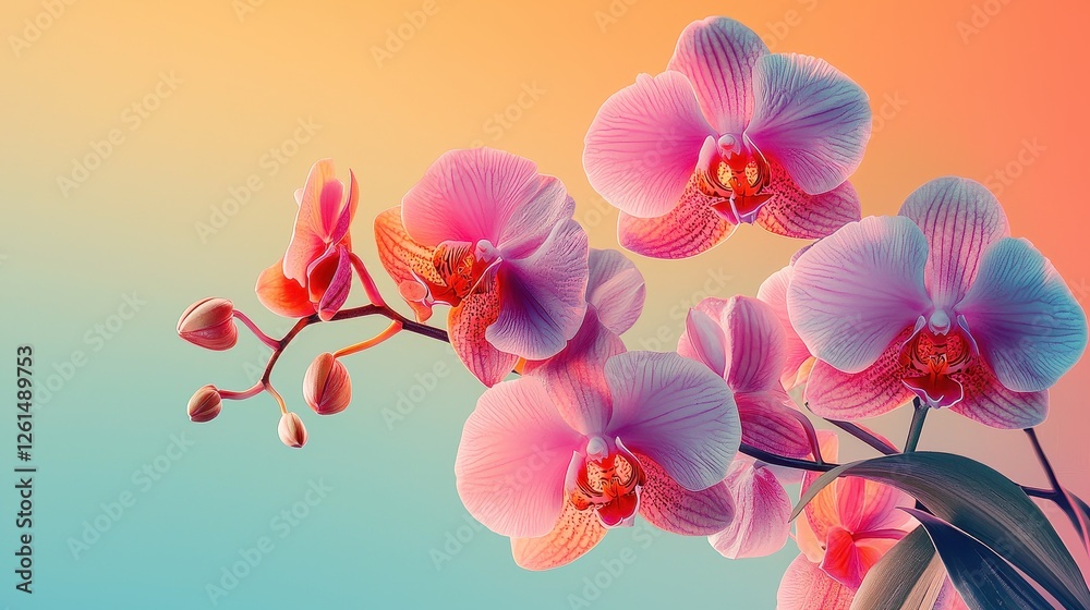 Elegant Pink Orchids with Soft Background in Pastel Color Tones Elegant Pink Orchids with Soft Background in Pastel Color Tones