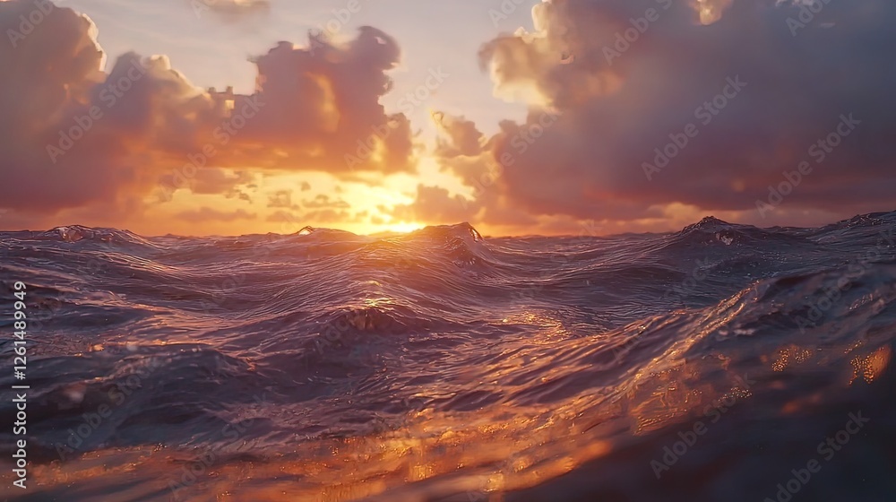 Sunrise over turbulent ocean waves. Sunrise over turbulent ocean waves.