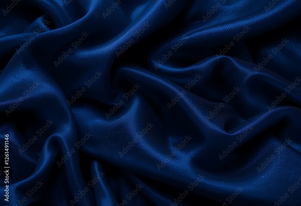 Obraz premium Deep Blue Silk Fabric with Soft Folds and Subtle Light Reflections