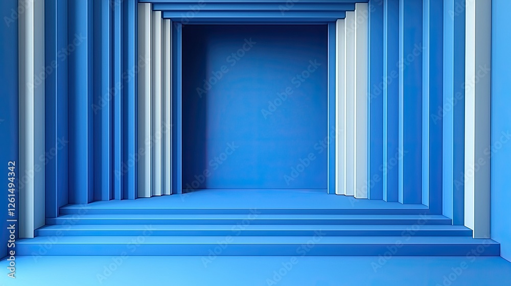 Abstract Blue Architectural Structure with Steps and Portal Abstract Blue Architectural Structure with Steps and Portal