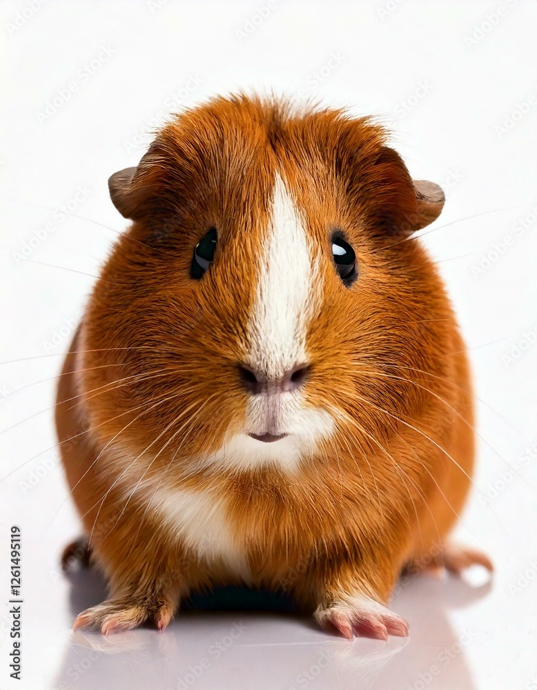 A guinea pig on a white backdrop. Close up. A guinea pig on a white backdrop. Close up.