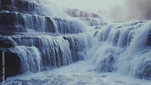 Whispering waterfalls scene, waterfall, waterfall scene, natural wonder. Gravity-Reversed Waterfalls. Illustration