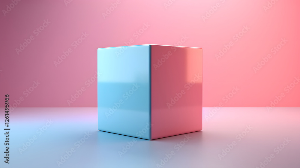Bicolor Cube on Pink Surface