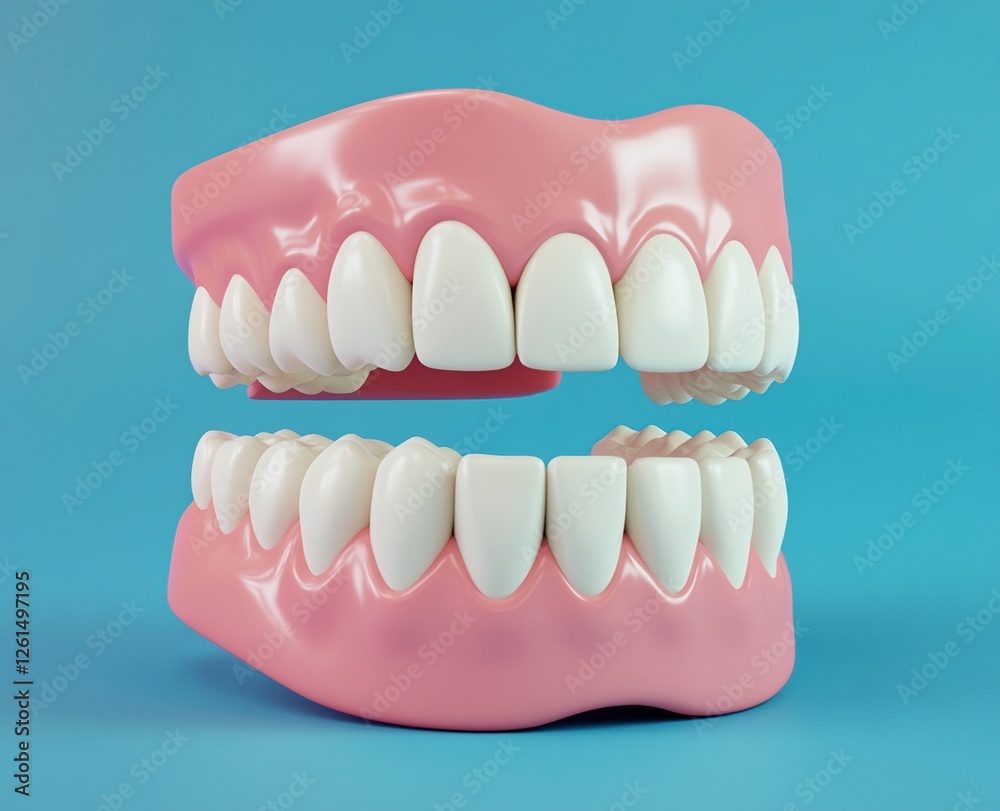 Obraz premium Understanding Human Teeth Structure: A Comprehensive Guide to Oral Health, Showing Anatomy and Function with Detailed 3D Model.