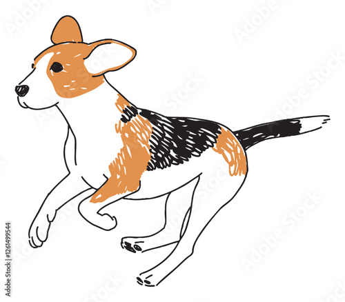 走っているビーグルのイラスト