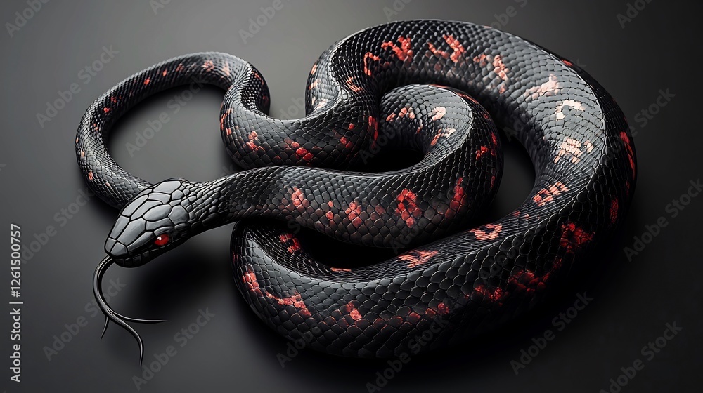 Obraz premium Elegant coiled snake forming a ring like shape