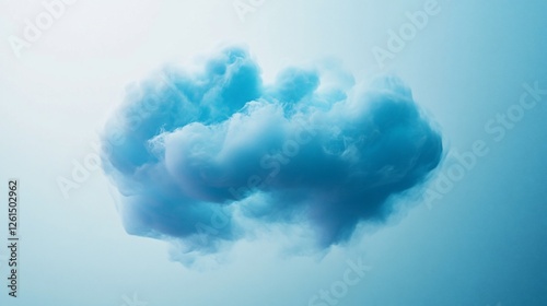 Dreamy Swirling Blue Cloud Floating Against a Clean Light Blue Gradient Background