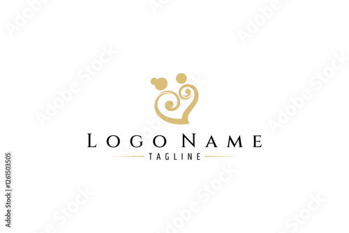 people love care logo in gold color flat design style