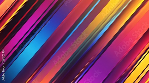 Dynamic abstract background featuring vibrant diagonal stripes of contrasting colors and shades