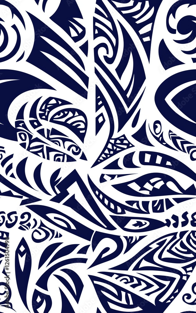 abstract tribal pattern in black and white, intricate decorative design