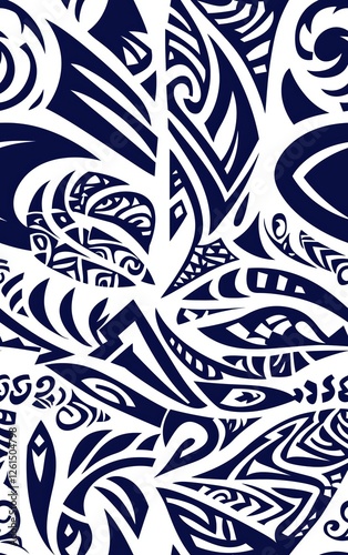 Obraz na płótnie abstract tribal pattern in black and white, intricate decorative design w salonie